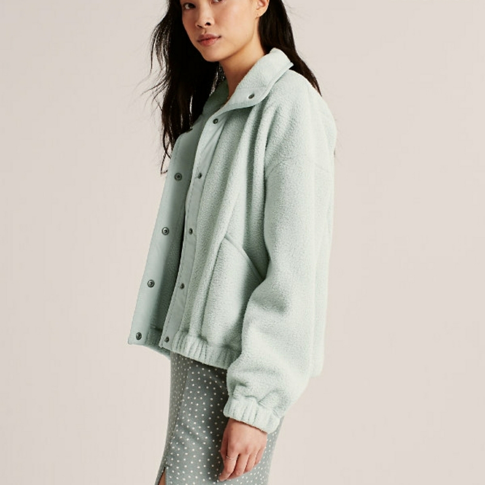 Abercrombie Polar Fleece Snap-Up Jacket Mint